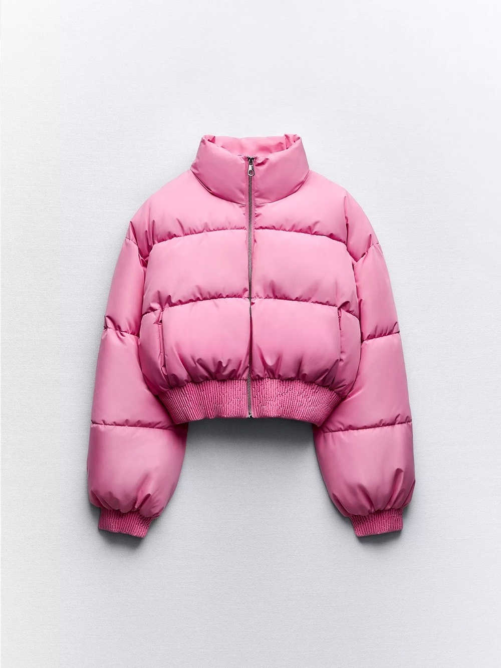 Zara Pink Cropped Puffer Jacket